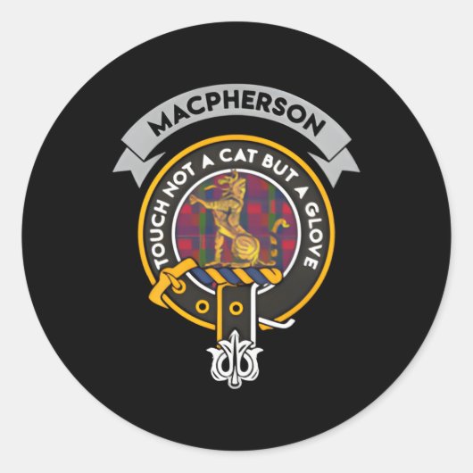 Sticker Rond Macpherson Clan Badge Scottish Tan (Devant)