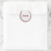 Sticker Rond Macro de baseball avec nom (Sac)