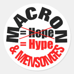 Sticker Rond MACRON Hype et Lie MENSONGES RS