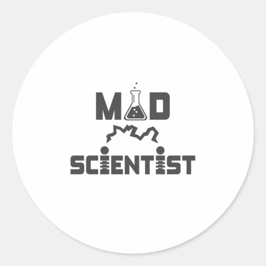 Sticker Rond Mad Scientifique Bécher de la science électrique (Devant)