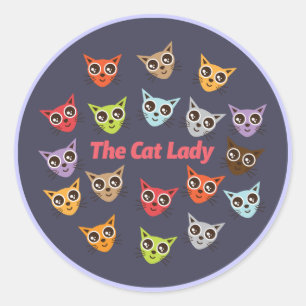 Sticker Rond Madame de chat