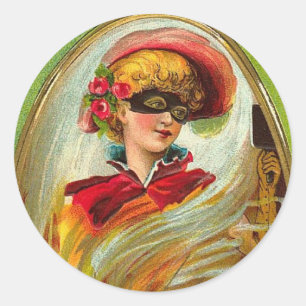 Sticker Rond Madame masquée Halloween Greetings