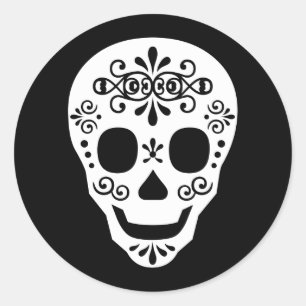 Sticker Rond Madame Sugar Skull par des poivrons de Leslie
