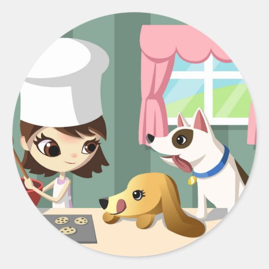 Sticker Rond Maddi et Hungry Pups (Devant)