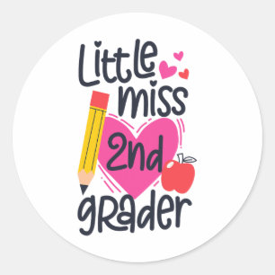 Sticker Rond Mademoiselle élève de 2e année Premier jour de deu