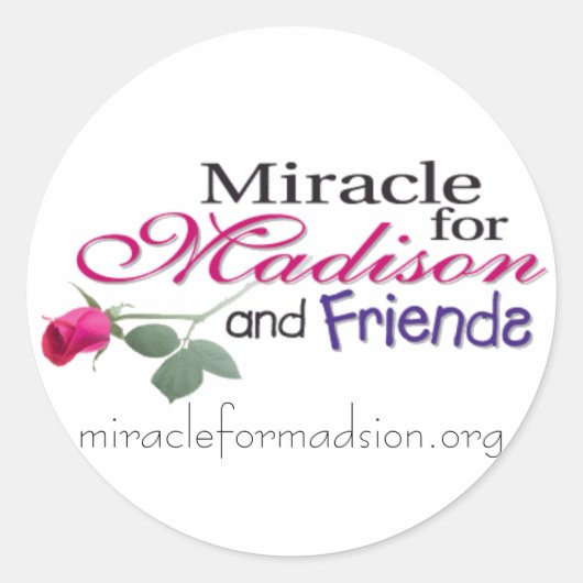 Sticker Rond madisonandfriends, miracleformadsion.org (Devant)
