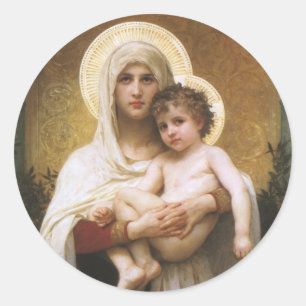 Sticker Rond Madone des Roses par Bouguereau