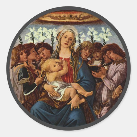 Sticker Rond Madone et Enfant avec huit anges par Botticelli (Devant)