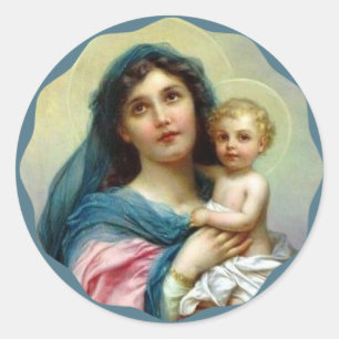 Sticker Rond Madonna a béni Mary avec le bébé Jésus