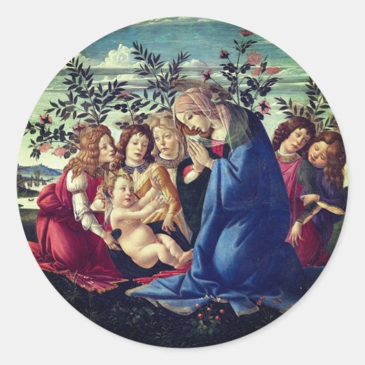 Sticker Rond Madonna Adoring the Child with Five Angels (Devant)