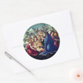 Sticker Rond Madonna Adoring the Child with Five Angels (Enveloppe)