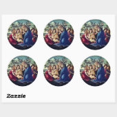 Sticker Rond Madonna Adoring the Child with Five Angels (Feuille)