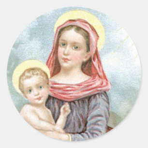 Sticker Rond Madonna avec Christ Child
