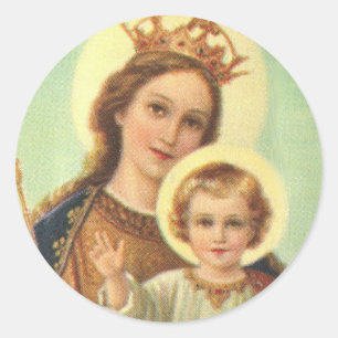 Sticker Rond Madonna bénit Marie avec Bébé Jésus