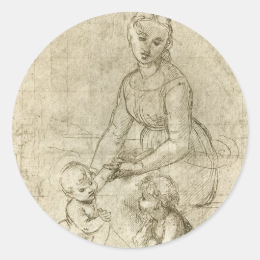Sticker Rond Madonna, Christ et Saint Jean Baptiste par Rapahel (Devant)