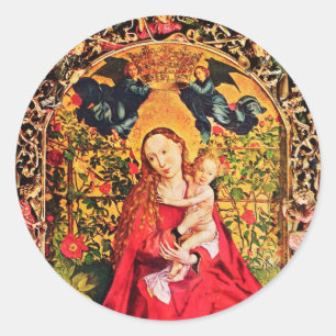 STICKER ROND MADONNA DE LA TONNELLE DE ROSE