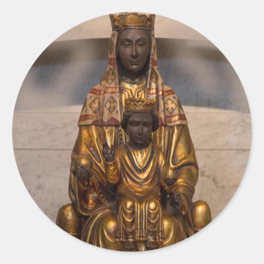 Sticker Rond Madonna de Montserrat Black Madonna Espagne (Devant)