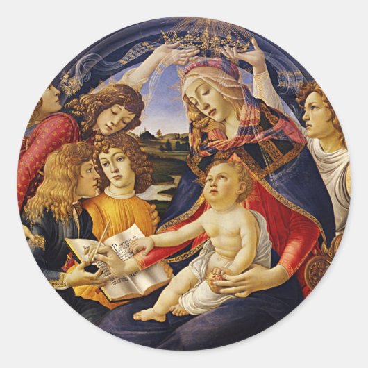 Sticker Rond Madonna du Magnificat par Sandro Botticelli (Devant)