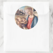 Sticker Rond Madonna & Enfant Deux Anges Botticelli Art (Sac)
