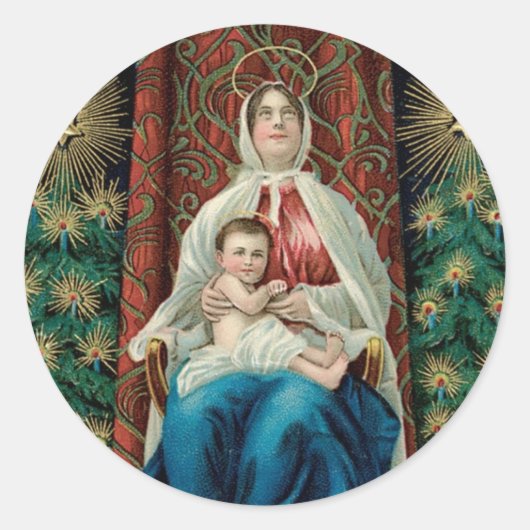 Sticker Rond Madonna et Christ Child (Devant)