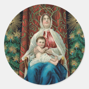 Sticker Rond Madonna et Christ Child