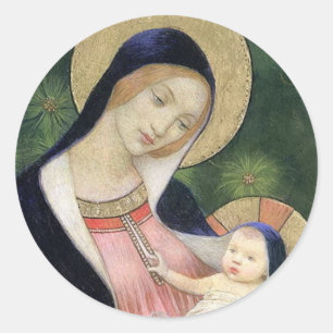 STICKER ROND MADONNA ET ENFANT