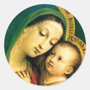 STICKER ROND MADONNA ET ENFANT