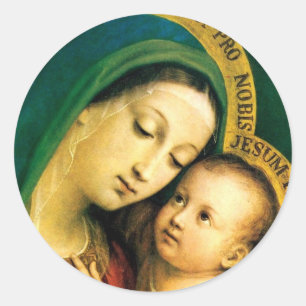 STICKER ROND MADONNA ET ENFANTS