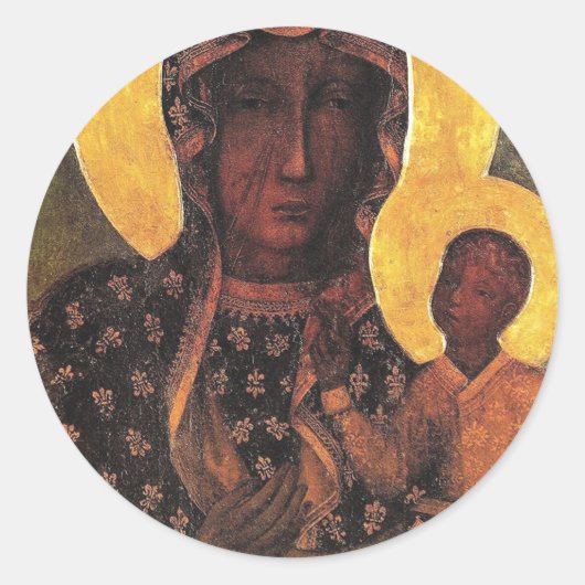 Sticker Rond Madonna Noire Pologne Notre Dame De Czestochowa (Devant)