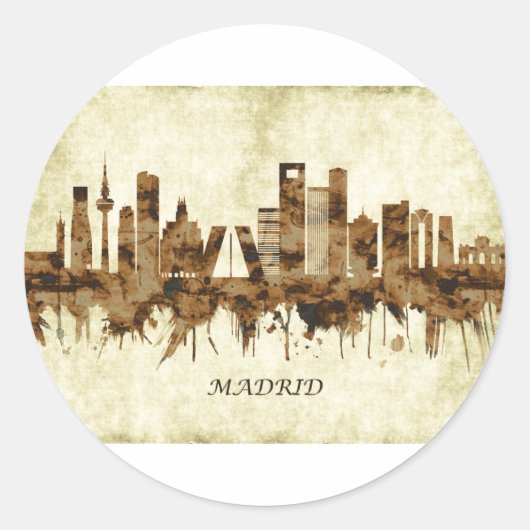 Sticker Rond Madrid Espagne Cityscape (Devant)
