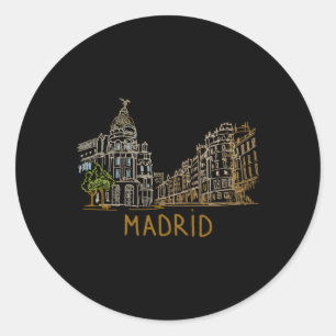 Sticker Rond Madrid Espagne Main Drag