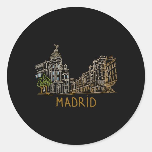 Sticker Rond Madrid Espagne Main Drag (Devant)