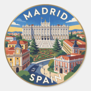 Sticker Rond Madrid Espagne Palais Royal Espagnol Voyage 