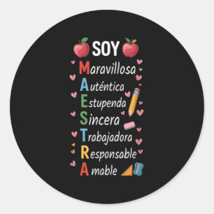 Sticker Rond Maestra Enseignant espagnol enseignant bilingue Ma