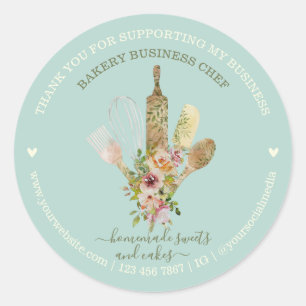Sticker Rond Magasin de nourriture sarcelle vert tendre Traiteu