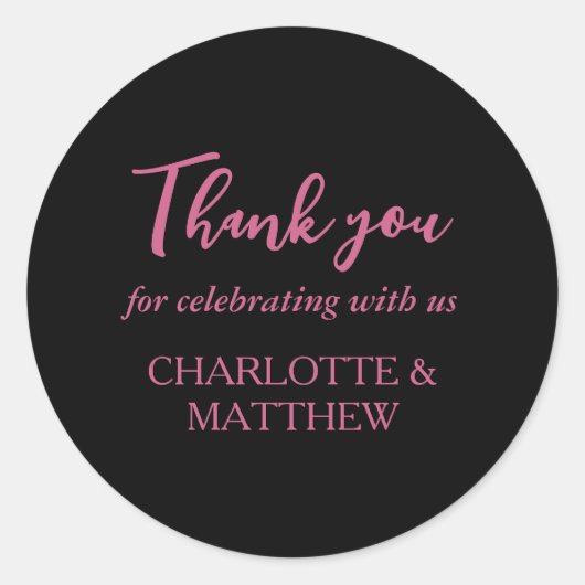 Sticker rond Magenta & Black Mariage classique (Devant)
