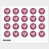 Sticker Rond Magenta Blush Pink Heart Love (Feuille)
