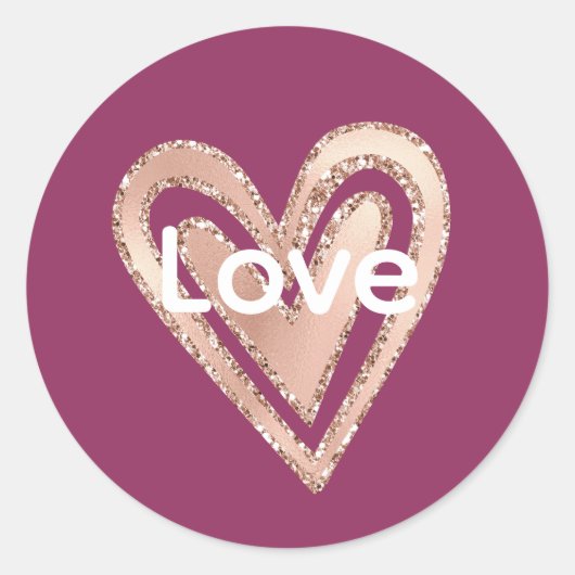 Sticker Rond Magenta Blush Pink Heart Love (Devant)