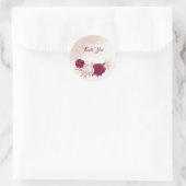 Sticker Rond magenta fleurs roses verdure mariage (Sac)
