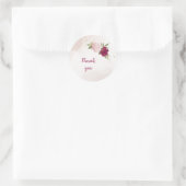 Sticker Rond magenta fleurs roses verdure mariage (Sac)