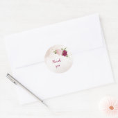 Sticker Rond magenta fleurs roses verdure mariage (Enveloppe)