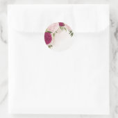 Sticker Rond magenta fleurs roses verdure mariage (Sac)
