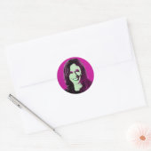 Sticker Rond Magenta Kamala Harris Pop Art (Enveloppe)