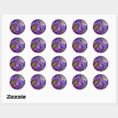 Sticker Rond Magenta Purple bleu jaune Hydrangeas fleurs (Feuille)