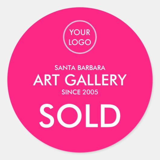 Sticker Rond Magenta Simple Moderne Ajouter Logo Vente aux ench (Devant)