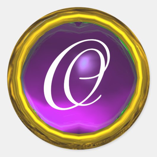 Sticker Rond MAGIC AMÉTHYST MONOGRAM brillant violet éclatant (Devant)