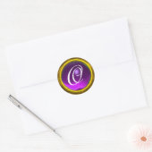 Sticker Rond MAGIC AMÉTHYST MONOGRAM brillant violet éclatant (Enveloppe)