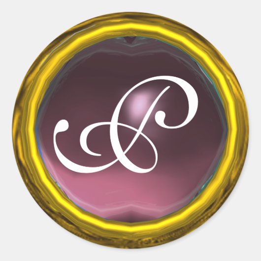 Sticker Rond MAGIC AMÉTHYST MONOGRAS rose vif (Devant)