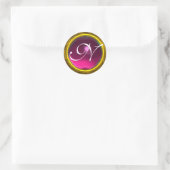 Sticker Rond MAGIC AMÉTHYST MONOGRAS rose vif (Sac)
