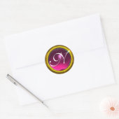 Sticker Rond MAGIC AMÉTHYST MONOGRAS rose vif (Enveloppe)